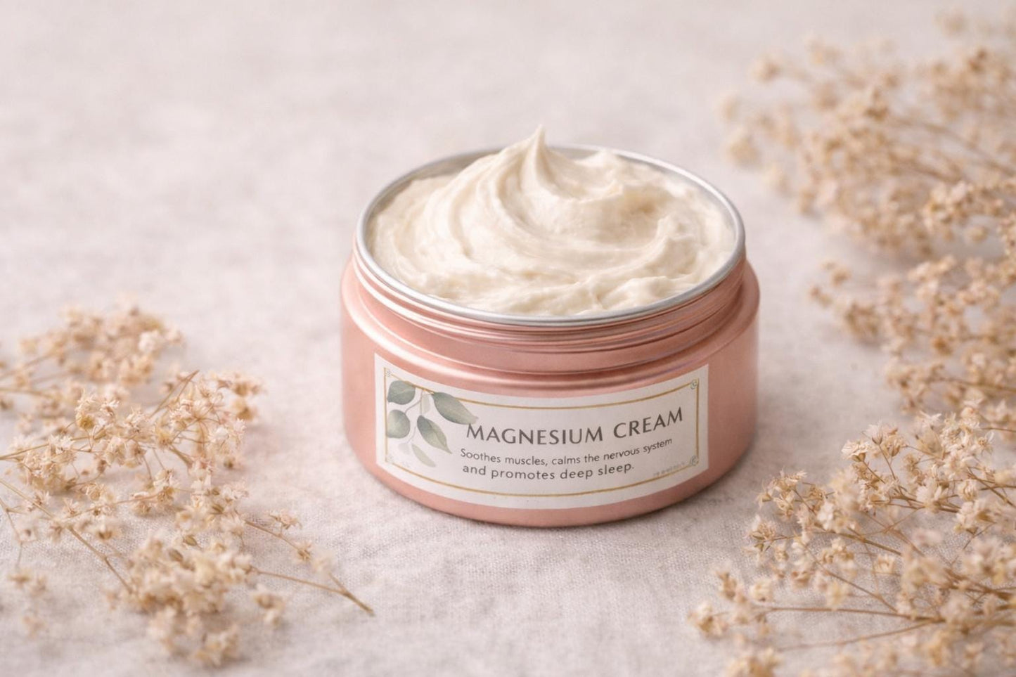 Organic Magnesium Cream, designed to promote deep, restful sleep.