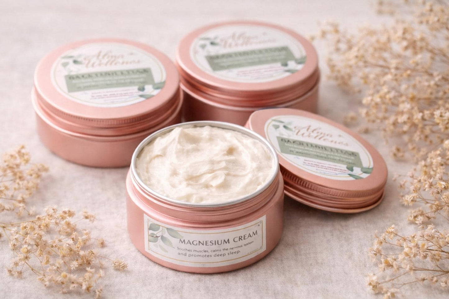 Organic Magnesium Cream, designed to promote deep, restful sleep.