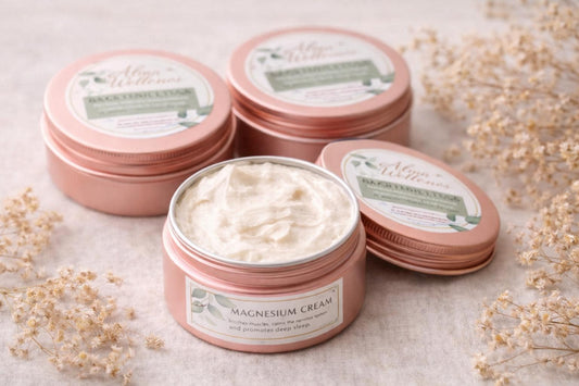 Organic Magnesium Cream, designed to promote deep, restful sleep.
